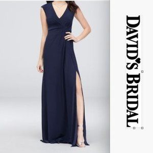 DB Navy V Neck Dress Keyhole Back